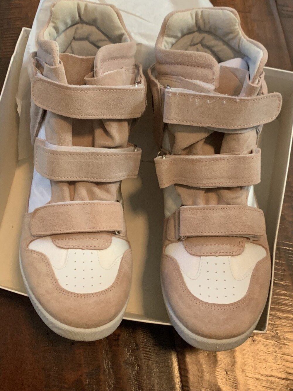 Modern Vice Capri Sneaker Pink White High Heel Wedge Blush